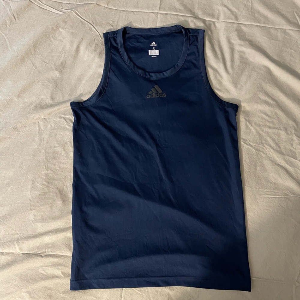 adidas navy blue athletic tank top